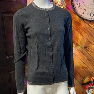 Women's Charcoal Gray Cardigan Sweater Medium LOFT NWT #EE